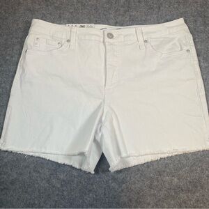 NWT Seven7 Women's Fray Hem Mid Rise Denim Weekend Short Size 14 White MSRP $59